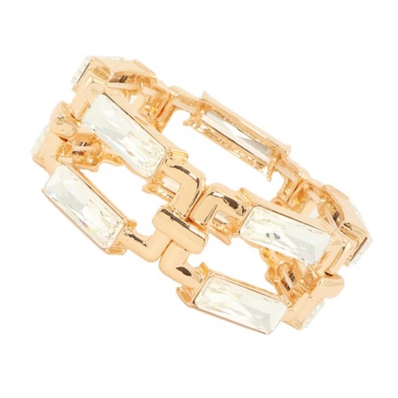 Boutique Jewelry - •Let’s Link Up• Gold Double Link Bracelet with Clear Stones